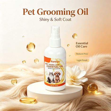 Huile de soin pour poils de chats et de chiens, laissant leur pelage doux et brillant, et améliorant l'hydratation et le démêlage. Toilettage pour animaux de compagnie. (1/4)