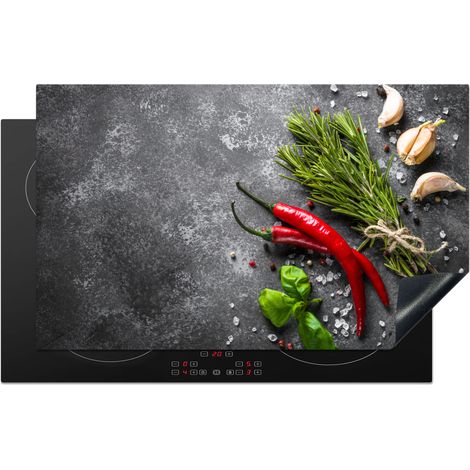 PROTECTION PLAQUE INDUCTION Poivre - Herbes - Épices - Béton Cuisine Accessoire 85x52 cm (1/5)