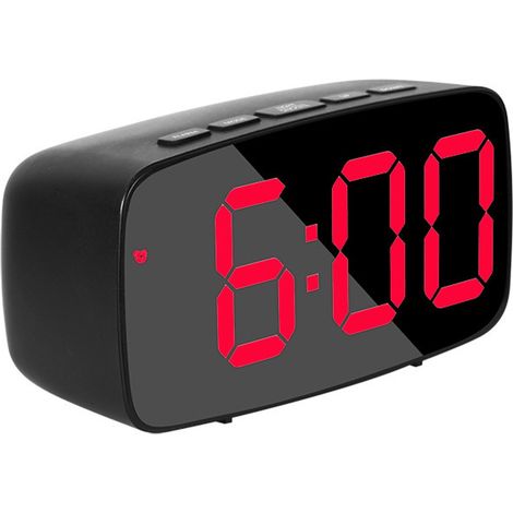 Sveglia digitale - Orologio elettronico a LED - Sveglia - Mini sveglia - 12 x 6 x 4 cm - Plastica - Nero (1/5)