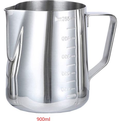 1 Pichet à lait, Acier inoxydable, Échelles doubles, 350/600/900ml, Pour cappuccino (1/5)