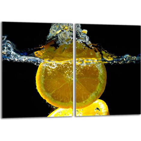 Plaque de protection en verre pour poêle 2x40x52 Citron (1/5)