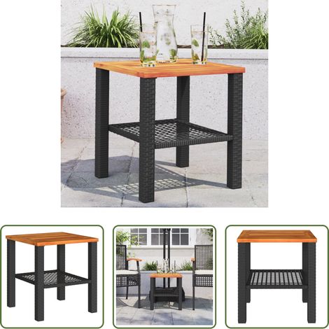 vidaXL Bois d'acacia - Table de jardin noir 40x40x42 cm résine tressée et bois acacia (1/5)