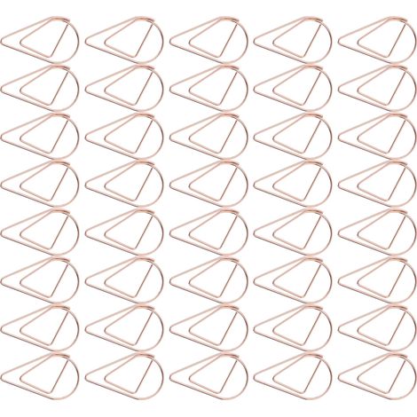 40 trombones en forme de goutte d'eau, or rose, pour le classement de documents au bureau (1/5)