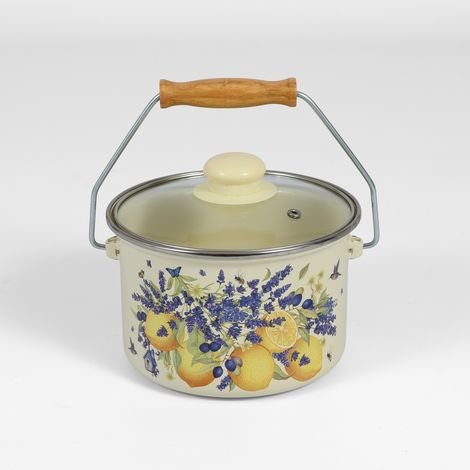 Seau en Acier Émaillé avec Couvercle 16 cm/ 2 L, Décor Floral – LPP GRANDEUR 04 (1/3)