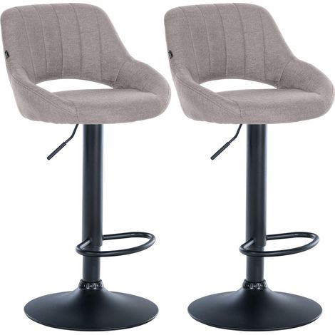 Set di 2 sgabelli da bar regolabili in tessuto grigio con schienale traforato e base in metallo nero 100006337
