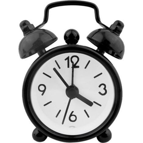 Simpatica mini sveglia elettronica in metallo – Design creativo – Per cameretta e ufficio – Nera (1/5)