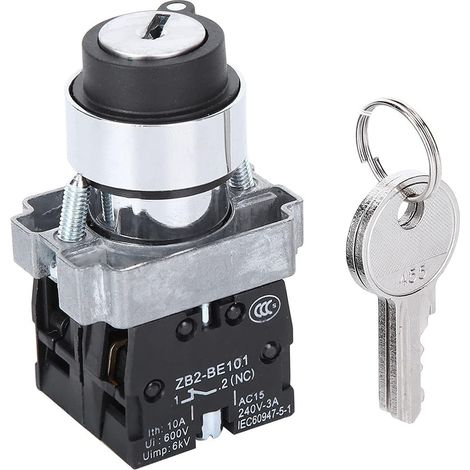 Interrupteur à clé à 2 Positions, Verrouillage Automatique de L'alimentation, clé de Verrouillage Rotative ZB2 BE101 ZB2 BE102C pour Système de sécurité (1/5)