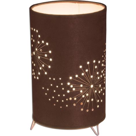 Lampe de table en tissu marron à motifs pour chambre et salon, douille E14, hauteur 25 cm - PANGIVO (1/3)