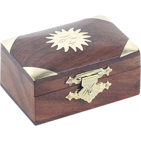 Boite en bois motif soleil en laiton (1/2)