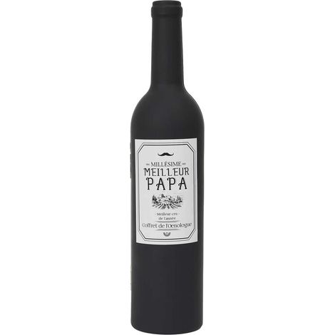 Coffret Forme Bouteille de Vin 5 Accessoires "Meilleur Papa" (1/5)