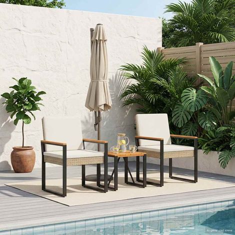 vidaXL Set Mobili da Esterno 3 pcs Beige e Bianco Crema
