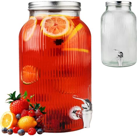 Brocca con rubinetto da 6 litri, grande brocca in vetro con rubinetto e dispenser d'acqua (1/5)