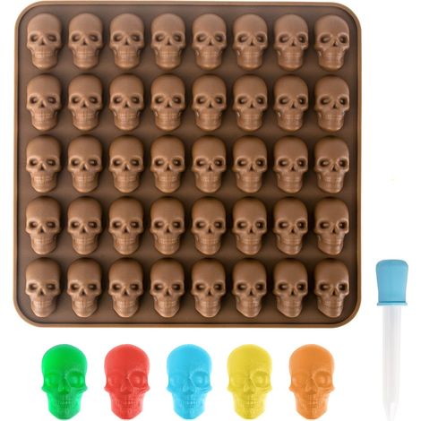 1 pièce 40 compartiments moule à bonbons crâne en silicone, moule à biscuits, moule Halloween petit moule à pâtisserie, bonbons, glaçons, chocolat, gelée (1/5)