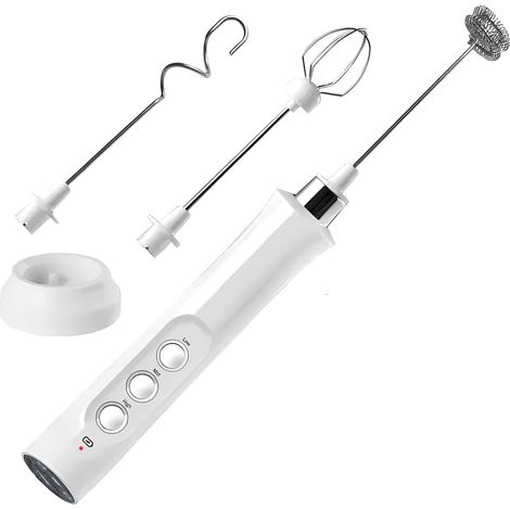 Mini mixeur rechargeable blanc, 3 vitesses, 3 accessoires inclus. (1/5)