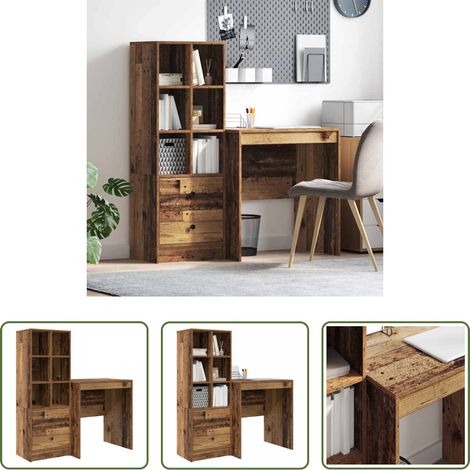 Bureau ancien - Bureau avec tiroir 2 pcs Bois ancien (1/5)