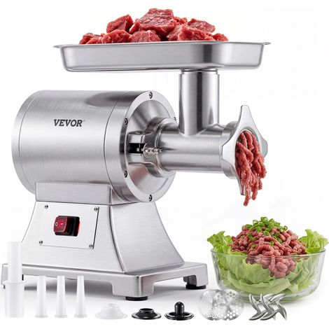Hachoir à Viande Électrique Professionnel, Machine à Hacher la Viande 4,2 kg/min, pour Steak Haché Tartare Farce Saucisses Boucherie Restaurant, 750 W, avec 2 Plaques 3 Entonnoirs et Kit à Kébbé (1/5)