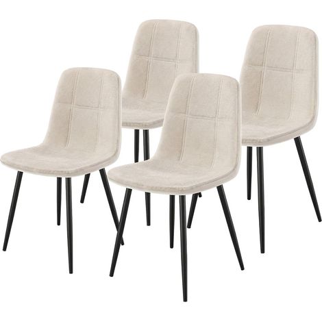 Lot de 4 Chaises de Salle à Manger, Chaises de Cuisine avec Pieds Réglables, Faciles à Nettoyer, Blanches (1/5)