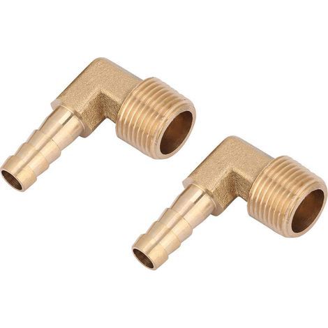 Lot 2 coudes laiton G3/8 filetage mâle – queue barb – 8mm – connecteur raccord (1/5)