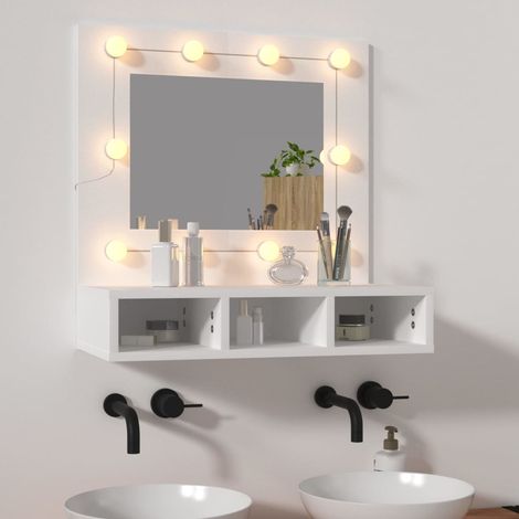 Mobile a Specchio con LED Bianco 60x31,5x62 cm vidaXL
