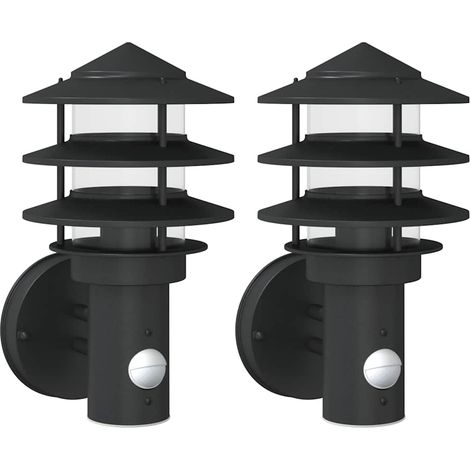 Maison Exclusive - Applique per Esterno con Sensore 2 pz Nere in Acciaio Inox (1/5)