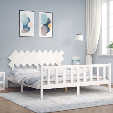 vidaXL Bed Frame without Mattress White Super King Size Solid Wood Pine (1/5)