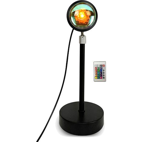 Projecteur d’ambiance LED RGB 16 couleurs, aluminium 26cm, télécommande incluse, rotation 180°, idéal chambre salon (1/5)