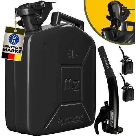 Monzana – Lot de 3 jerricans en métal 5L homologués ONU – Transport liquides dangereux – Acier laminé à froid – Pour essence, diesel, huile