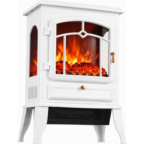 Cheminée électrique, effet flamme, 39 x 24 x 57 cm, blanc (1/5)
