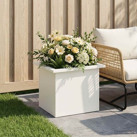 vidaXL Jardinera para jardín con luces LED Blanco 30 x 40 x 30 cm (1/5)
