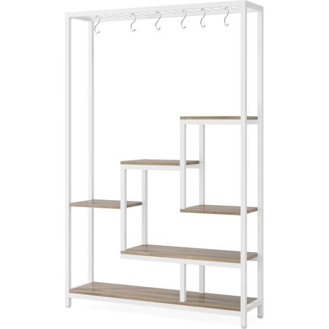 Étagère à plantes 5 niveaux en bois et métal, support pour plus de 8 pots, design échelle pour intérieur et extérieur (1/5)