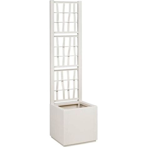 Jardinière à carreaux blancs, 36 x 36 x 140 cm, en matériau PP.