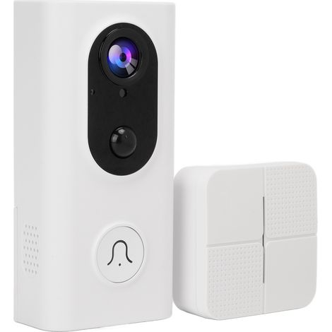 Interphone vidéo Wi-Fi 3 MP avec détecteur de mouvement PIR, audio bidirectionnel, vision nocturne infrarouge et prise 100-240 V (Royaume-Uni). (1/5)