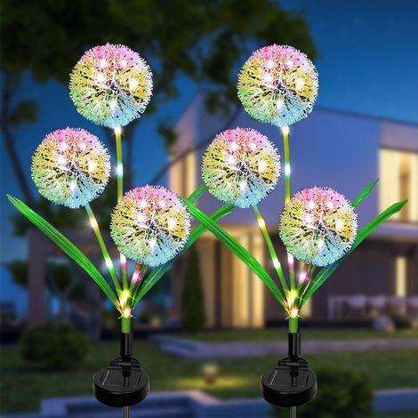 Solarlampe für den Außenbereich, 2 Packungen, Solarleuchte für den Außenbereich, Garten-Löwenzahnblume, IP65 wasserdichte Solarbeleuchtung, farbwechselnde LED-Dekoration für Weg, Terrasse, Balkon (1/5)