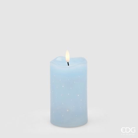 EDG Enzo De Gasperi Candela Led Starry con Moccolo H 12,5 Cm D 7,5 Cm IP20 Celeste
