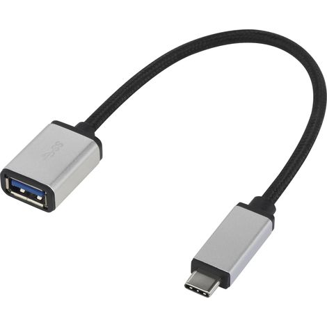 Renkforce USB 3.0 Adaptateur [1x USB-C® mâle - 1x USB 3.0 femelle type A] RF-USBA-MS-01 0.15 m gainé (1/4)