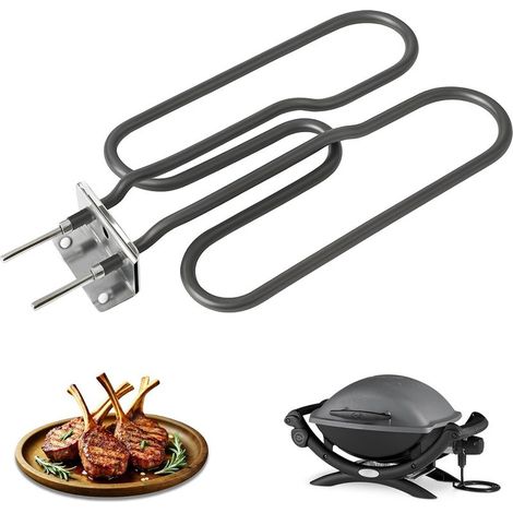 1 - Élément Chauffant - Acier Inoxydable - Compatible Weber Q140 Q1400 - Résistance Haute Température 230V 2200W - Pour Barbecue Électrique Extérieur - Argent - 45x15cm (1/5)