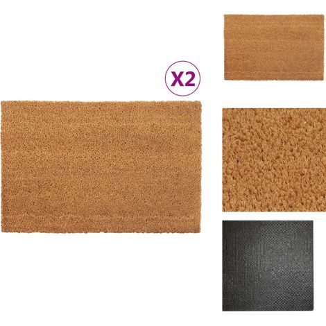 Tapis de porte 2 pcs naturel 40x60 cm fibre de coco touffeté - Tapis D'entrée - Paillasson Coco - Tapis Exterieur - Tapis Interieur - Antidérapant (1/5)