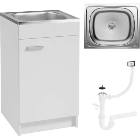 Küchenschrank - 50 cm - Weiß - Praktisch und Elegant - Mit Spüle und Siphon
