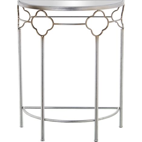 Table d'entrée Semi-Circulaire en métal et Miroir Argenté 60 x 30,5 x 75 cm, 60x30,5x75cm (1/5)