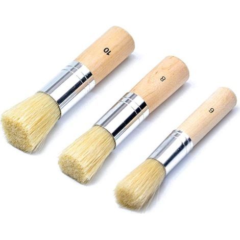 Pinceaux à pochoir 3 pièces pinceaux à pochoir en bois pinceaux à pochoir Woodcraft pinceaux à pochoir pour aquarelle peinture à l'huile 6/8/10 (1/5)