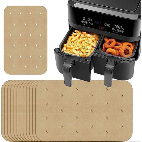 100 feuilles de papier sulfurisé non blanchi pour friteuse à air Ninja Foodi Dual, 14 x 21,5 cm, antiadhésif.