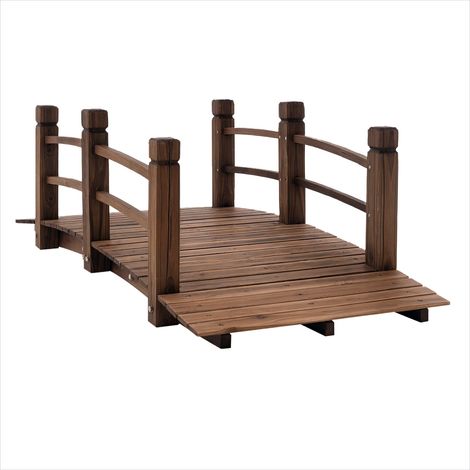 Pont de jardin en bois pour bassin et Bois de sapin Brun (1/5)
