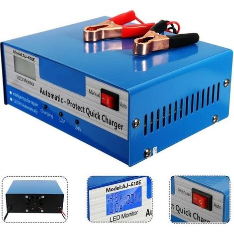 12V/24V Autobatterieladegerät mit intelligenter Starthilfe (10A Impuls) für Motorräder – EU-Stecker (1/4)
