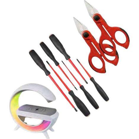 Set intercable 2 forbici + 6 giraviti + sveglia altoparlante bluetooth - ao2404