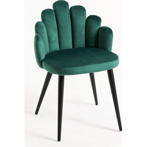 Sillas Comedor - Silla Hand Terciopelo Patas Negras - Verde (1/5)