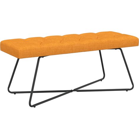 Panchina con bottoni imbottiti Giallo Scuro 110 x 40 x 46 cm vidaXL (1/5)