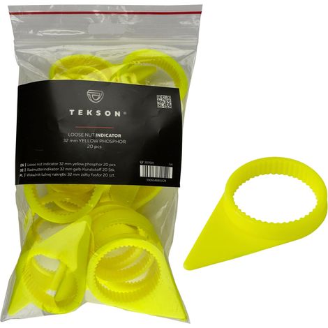Indicador de tuerca floja de 32 mm, fósforo amarillo, 20 unidades.