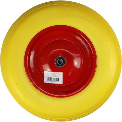 Rueda de carretilla 4.00-8, llanta sólida roja, eje de 12 mm (1/3)