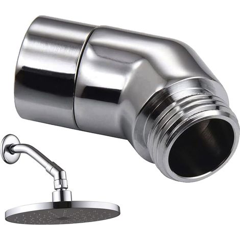 Adaptateur coudé pour pommeau de douche à main G1/2" - Connecteur de douche 135 degrés - Compatible avec la plupart des systèmes de douche standard - Argent (1/5)