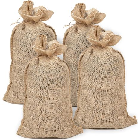 LaBlanc Sacs de jute de qualité supérieure, 4 grands sacs de jute - sacs de gravier de chantier - sacs de jute de pommes de terre - sacs de jute réutilisables - 60x100 cm (1/5)